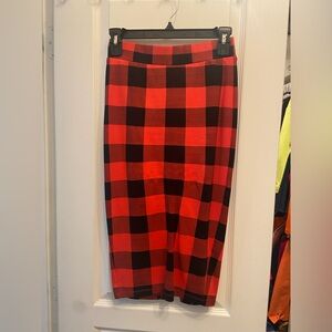 Red and black buffalo plaid pencil skirt